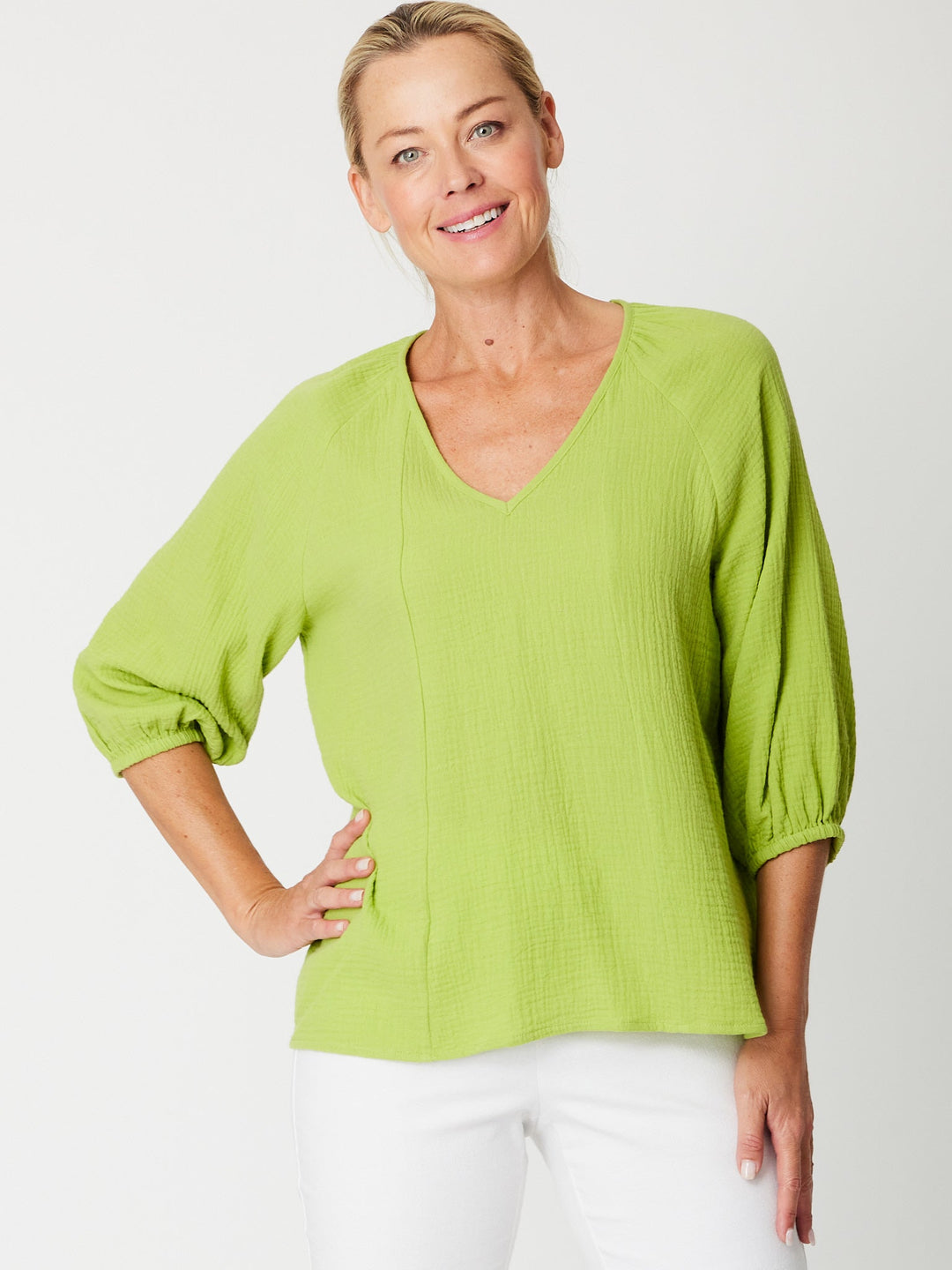Bubble Cotton Top-- Lime -31660