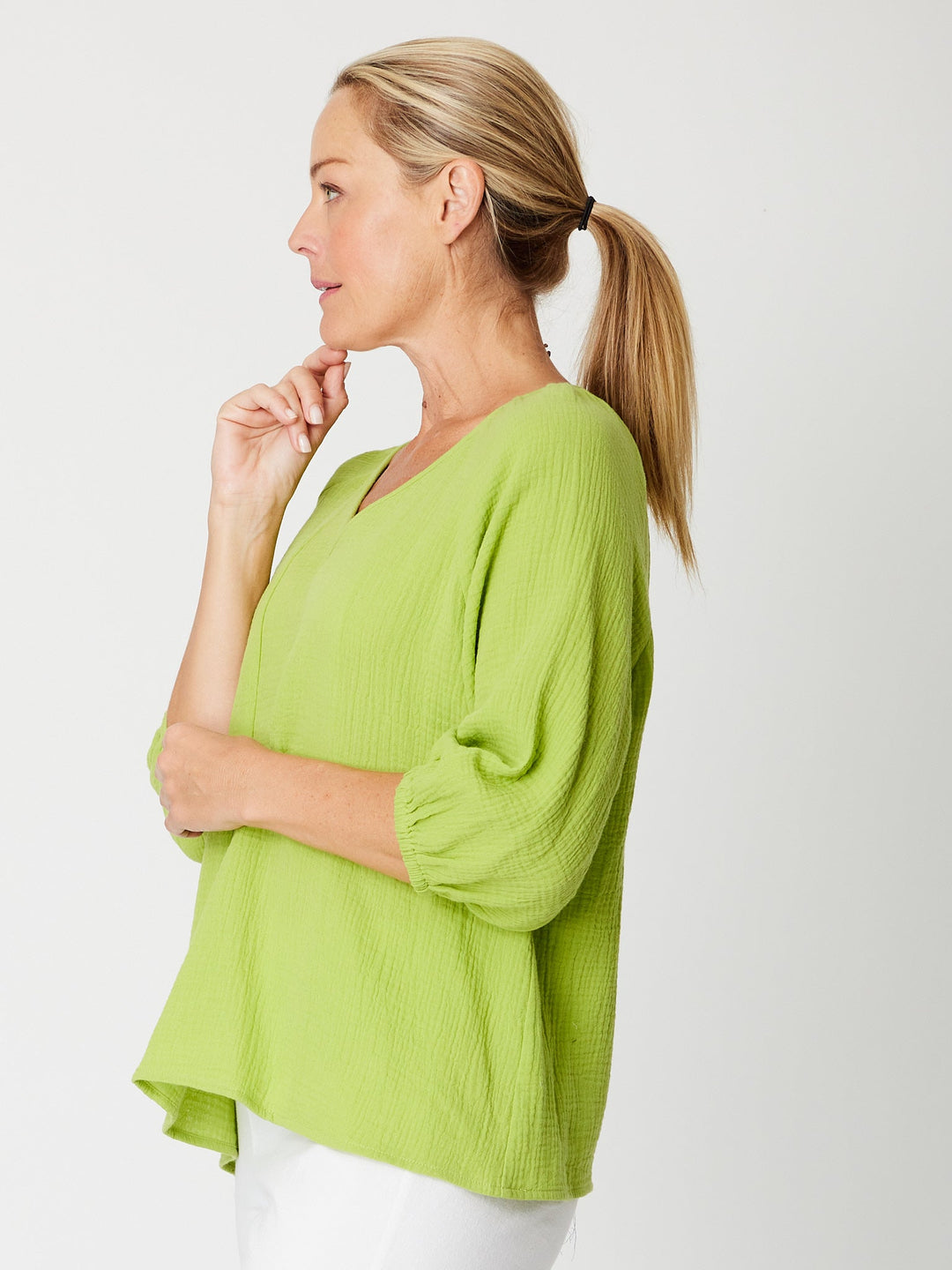 Bubble Cotton Top-- Lime -31660