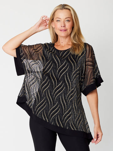 Sparkle Cape Top - Black- 31687 - Spring/Summer