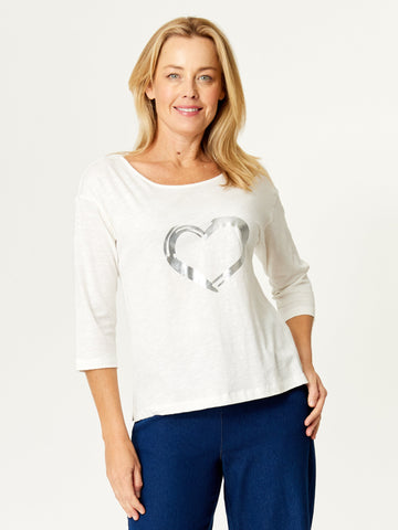 Love Heart 3/4 Tee - White - 31688 - SUMMER