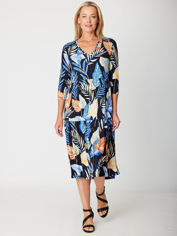 Tier Dress - Black /Print- 31695 - Clothes for Senior & Elderly Women