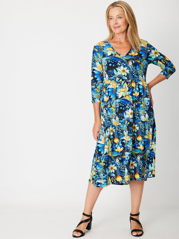 Tier Dress - Blue Multi - 31695 - Cordelia St