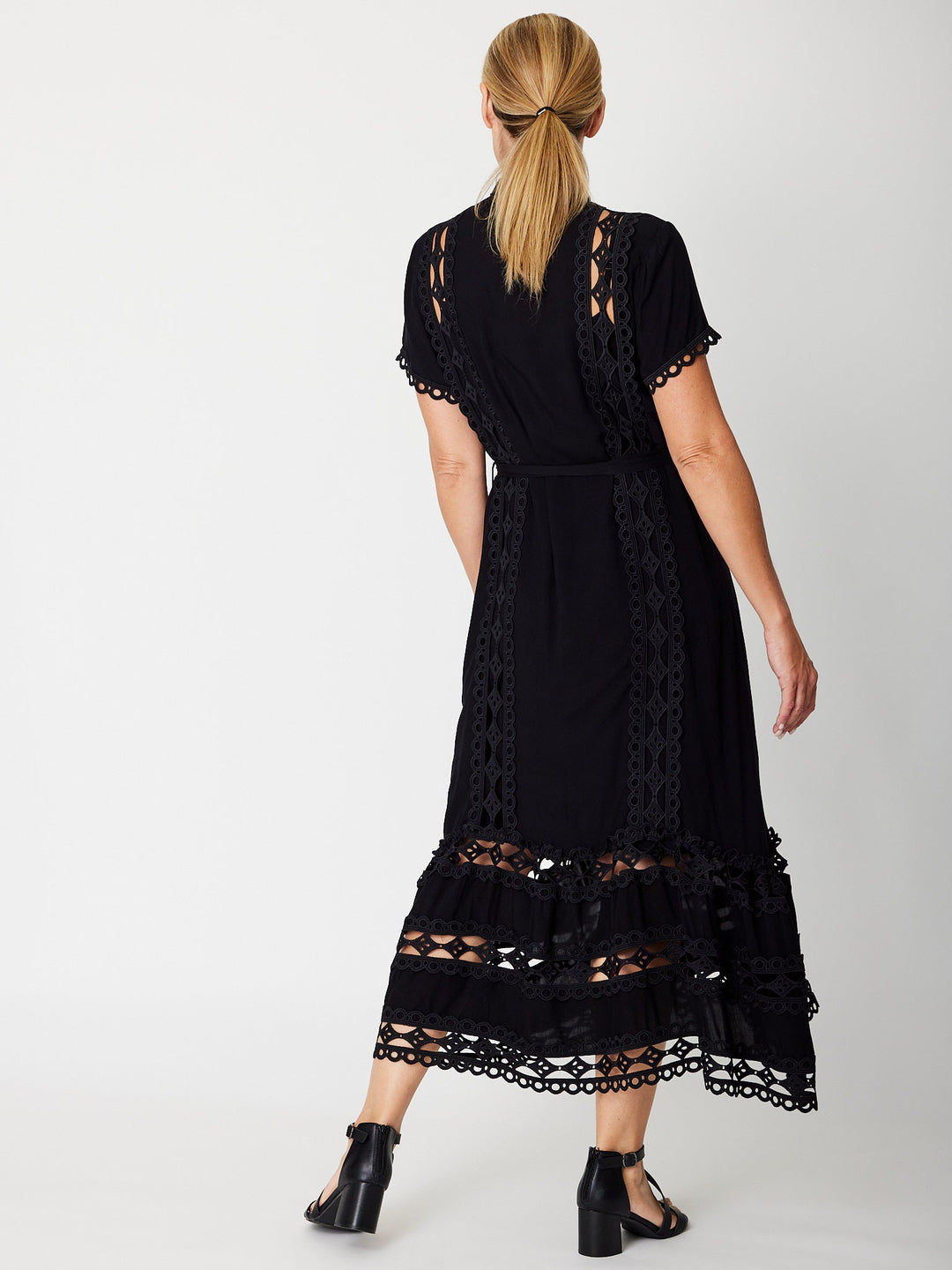 Lace Panel Dress- Black- 31696