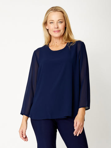 Georgia Chiffon Core Top - Navy - 31792 - ZERO QTY ITEMS