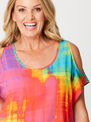 Summer Rainbow cut Out Top - Coral -31710 - Spring/Summer