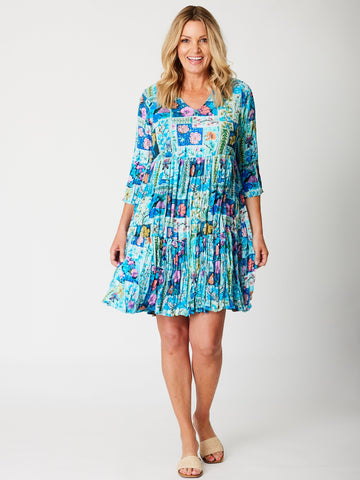 Crinkle Rayon Dress - Turq - 31718 - Clothes for Senior & Elderly Women