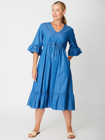 Bandana Denim Midi Dress - Denim - 31728 - 
