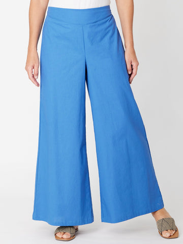 Luna Linen Wide Leg Pant - Blue - 31742 - Spring/Summer