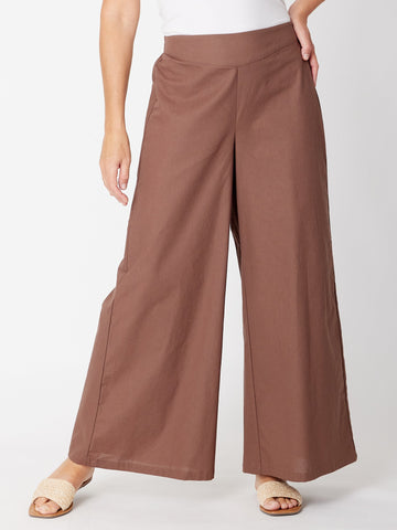 Luna Linen Wide Leg Pant - Choc - 31742 - SUMMER