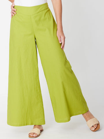 Luna Linen Wide Leg Pant - Lime - 31742 - Luna Sky