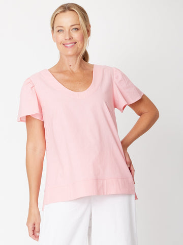Luna Linen Flutter Top - Blush - 31743 - top