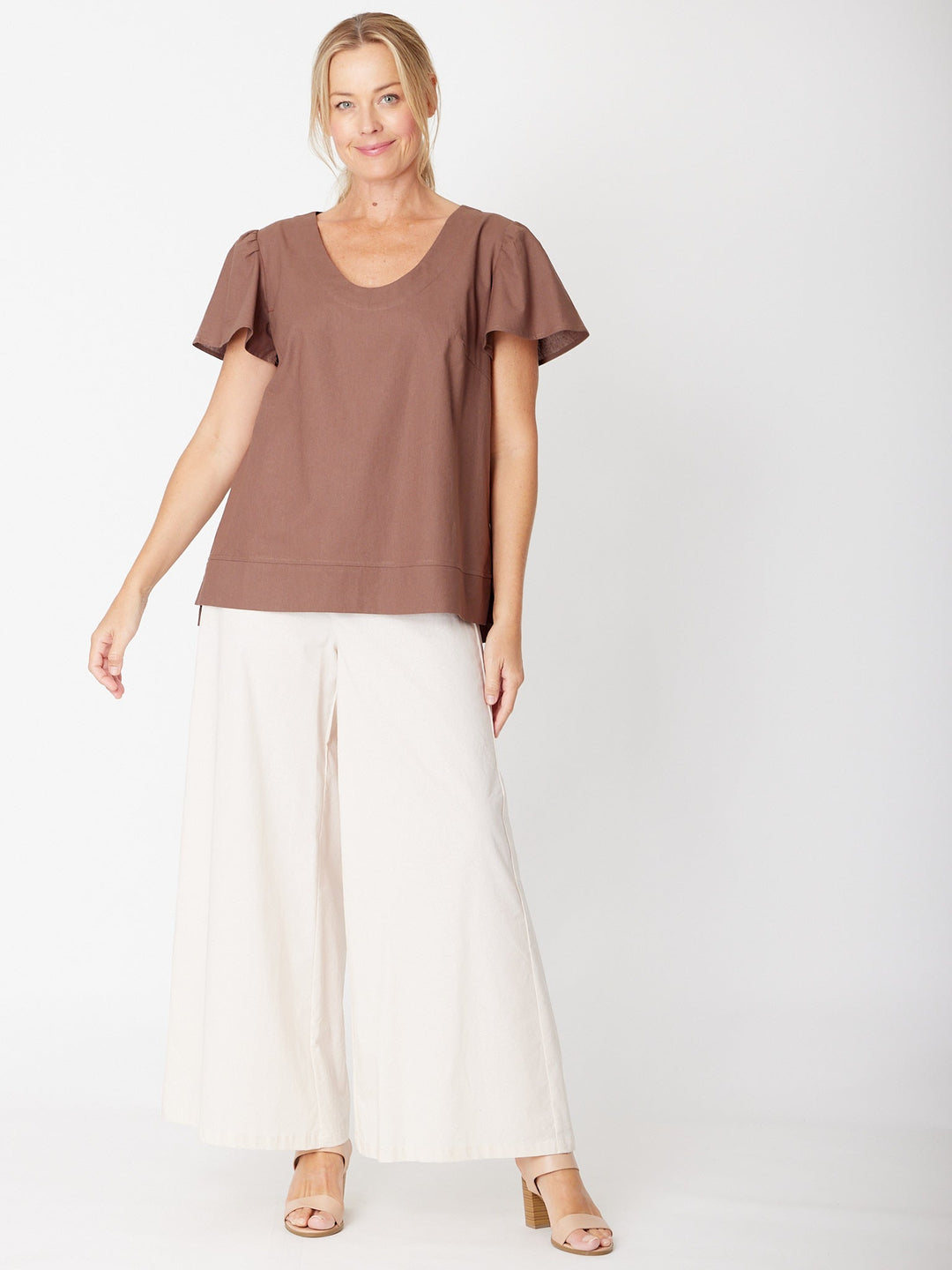 Luna Linen Wide Leg Pant - Sand - 31742