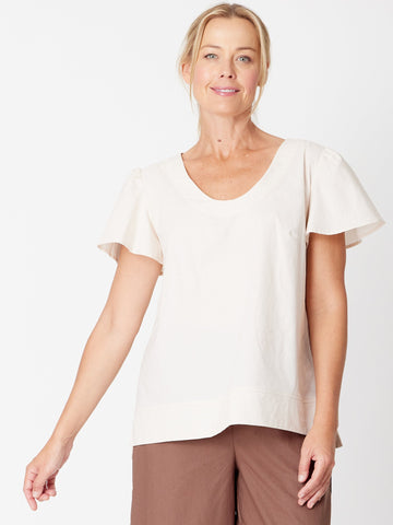 Luna Linen Flutter Top - Sand - 31743 - Spring/Summer
