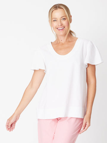 Luna Linen Flutter Top - White - 31743 - Spring/Summer