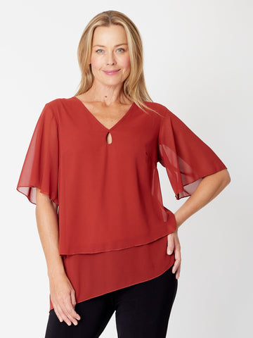 Layer Chiffon Top - Cinnamon - 31748 - 