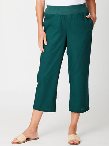 Wide Leg Crop Pant - Forest- 31749 - 