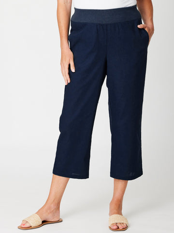 Wide Leg Crop Pant - Navy - 31749 - Clothes for Senior & Elderly Women