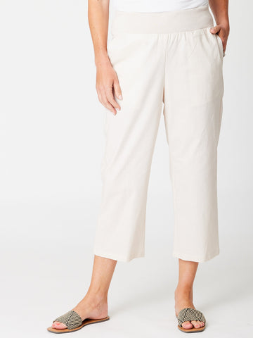 Wide Leg Crop Pant - Sand- 31749 - 