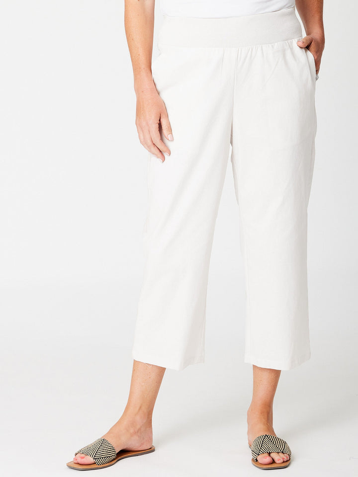 Wide Leg Crop Pant - White - 31749