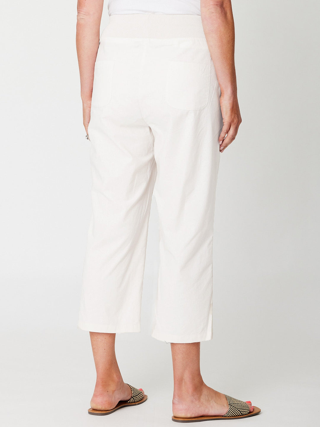 Wide Leg Crop Pant - White - 31749