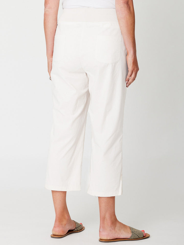 Wide Leg Crop Pant - White - 31749