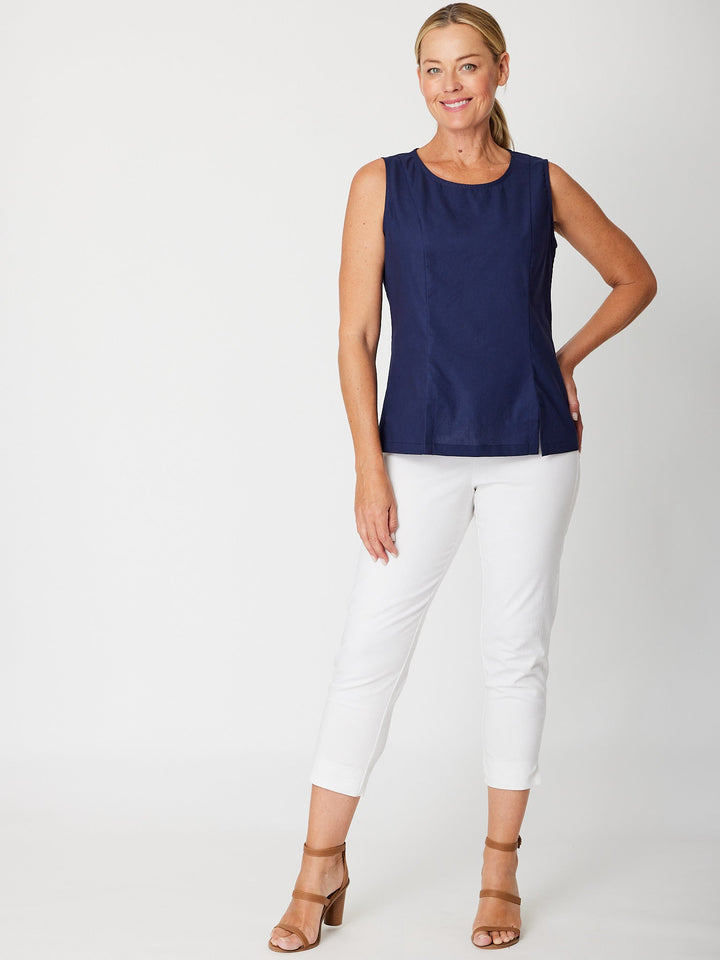 Linen Panel Top-- Navy - 31753