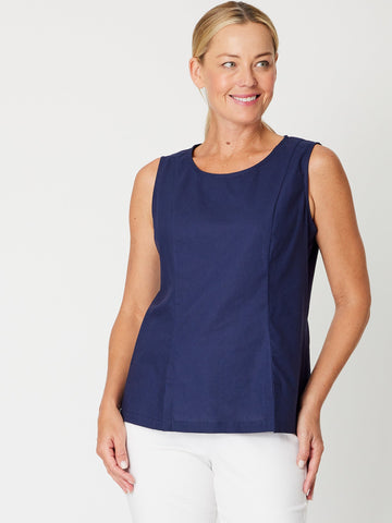 Linen Panel Top - Navy - 31753 - top