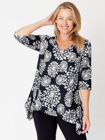 Andrea Print  Tunic Top - Black/White- 31768 - Tunics