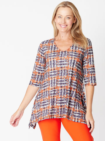Andrea Print  Tunic Top - Check - 31768 - Tunics