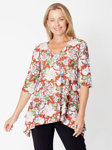 Andrea Print  Tunic Top - Rust - 31768 - Tunics