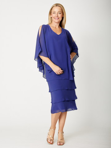Tiered Cape Dress - Electric - 31793 - 
