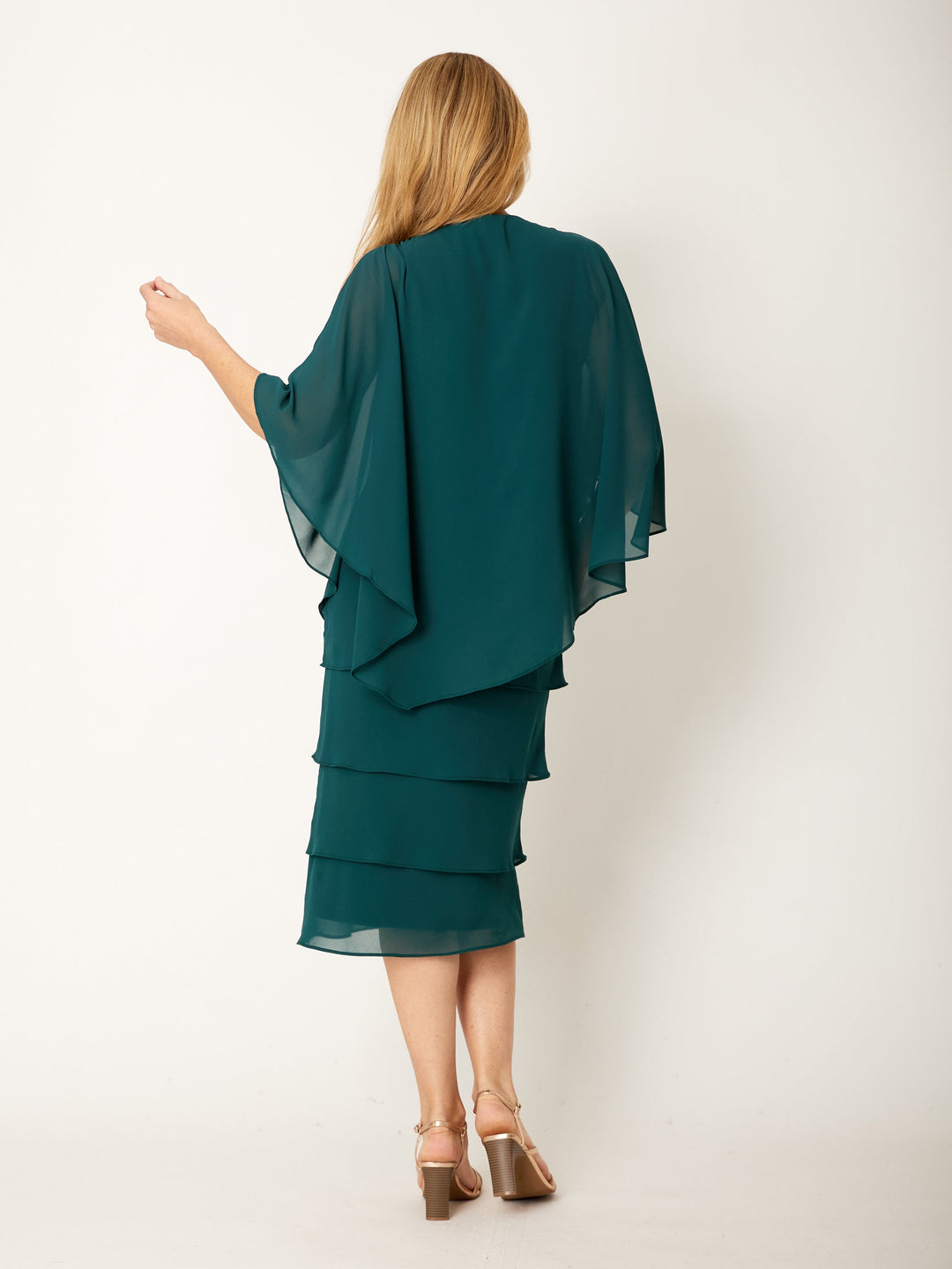 Tiered Cape Dress - Forest - 31793