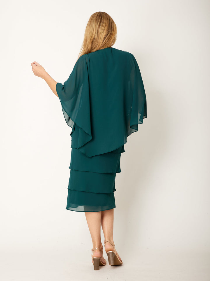Tiered Cape Dress - Forest - 31793