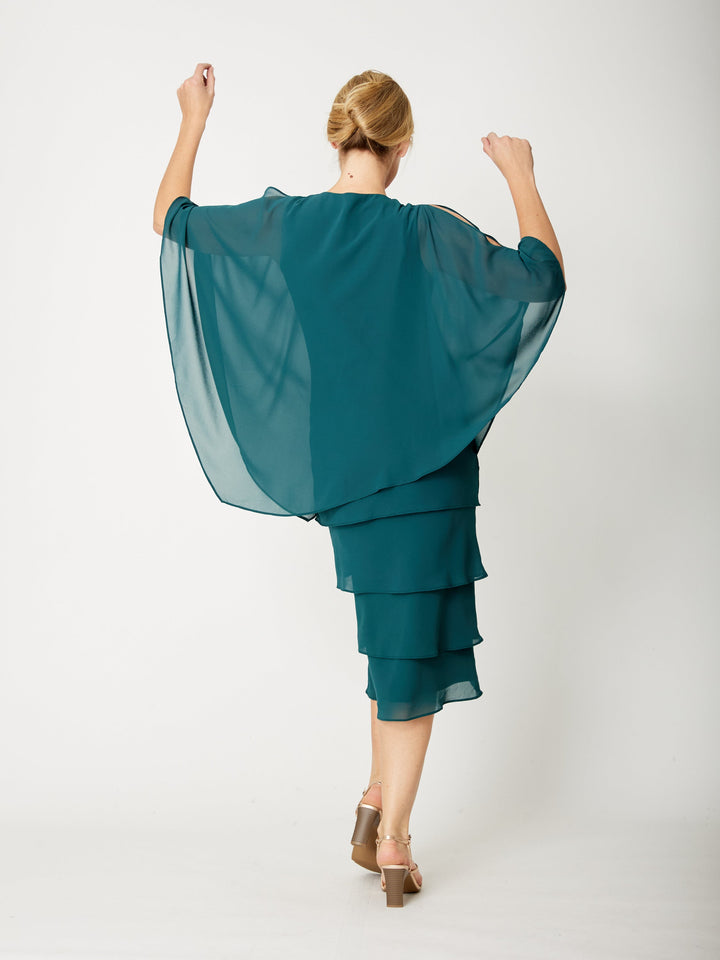 Tiered Cape Dress - Forest - 31793