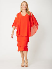 Tiered Cape Dress - Rust - 31793