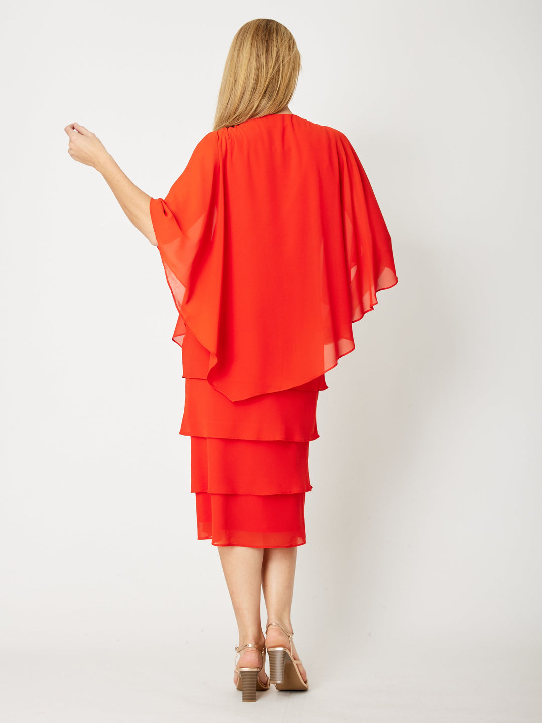 Tiered Cape Dress - Rust - 31793