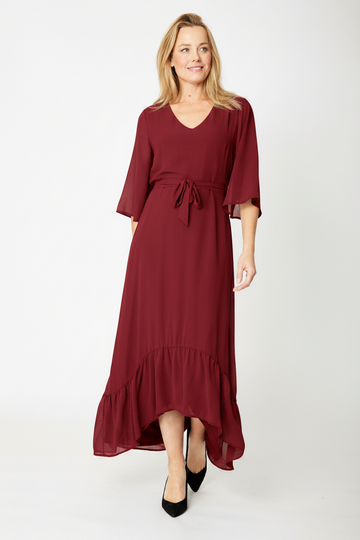 High Low Ruffle Maxi Dress -  Shiraz - 31794 - 