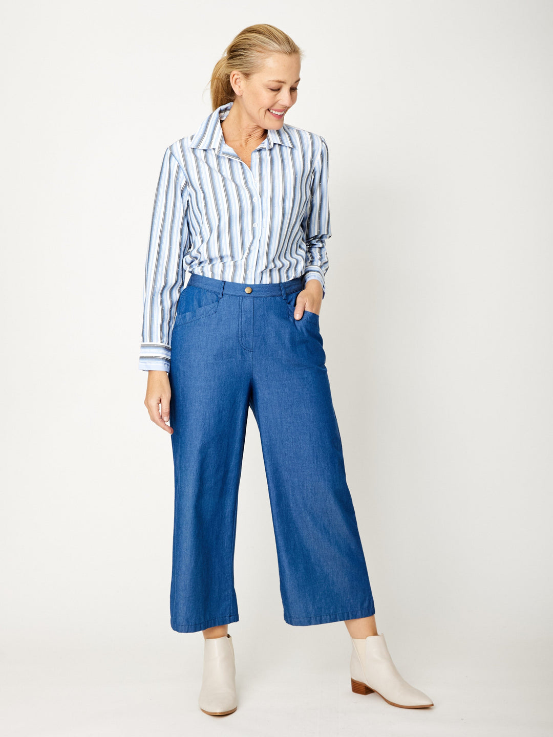 Whitney Crop Denim Pant - Denim - 31799