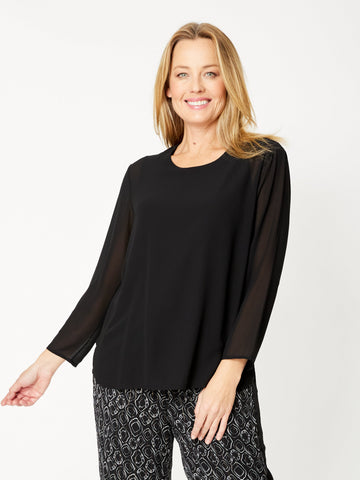 Georgia Chiffon Core Top - Black - 31792 - 