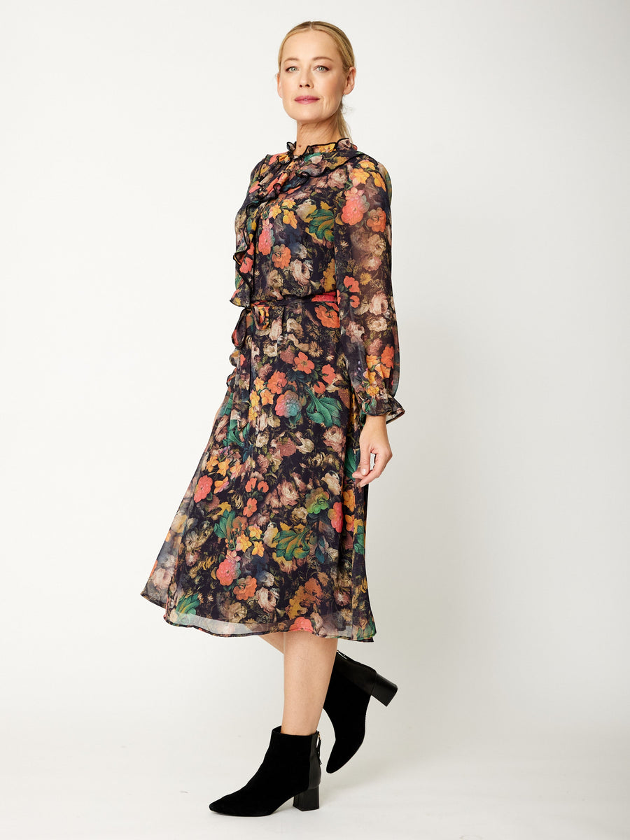 Wanetta Midi Dress - Black Print - 31815 – Cordelia St