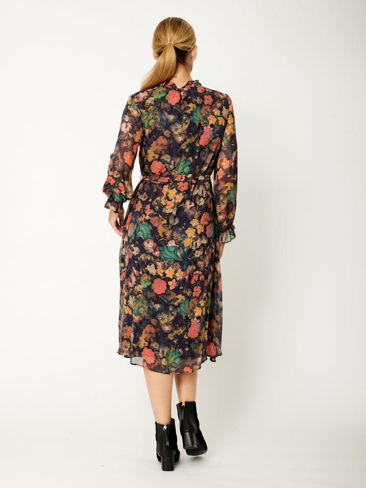 Wanetta Midi Dress - Black Print - 31815