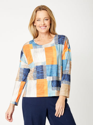 Winter Criss Cross Print Top- Beige- 32005 - Cordelia St