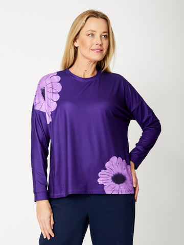 Purple Flower Top - Purple -32036 - 