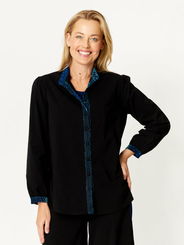 Urika Contrast shirt - Indigo/Black - 31876 - Shirt/Blouse
