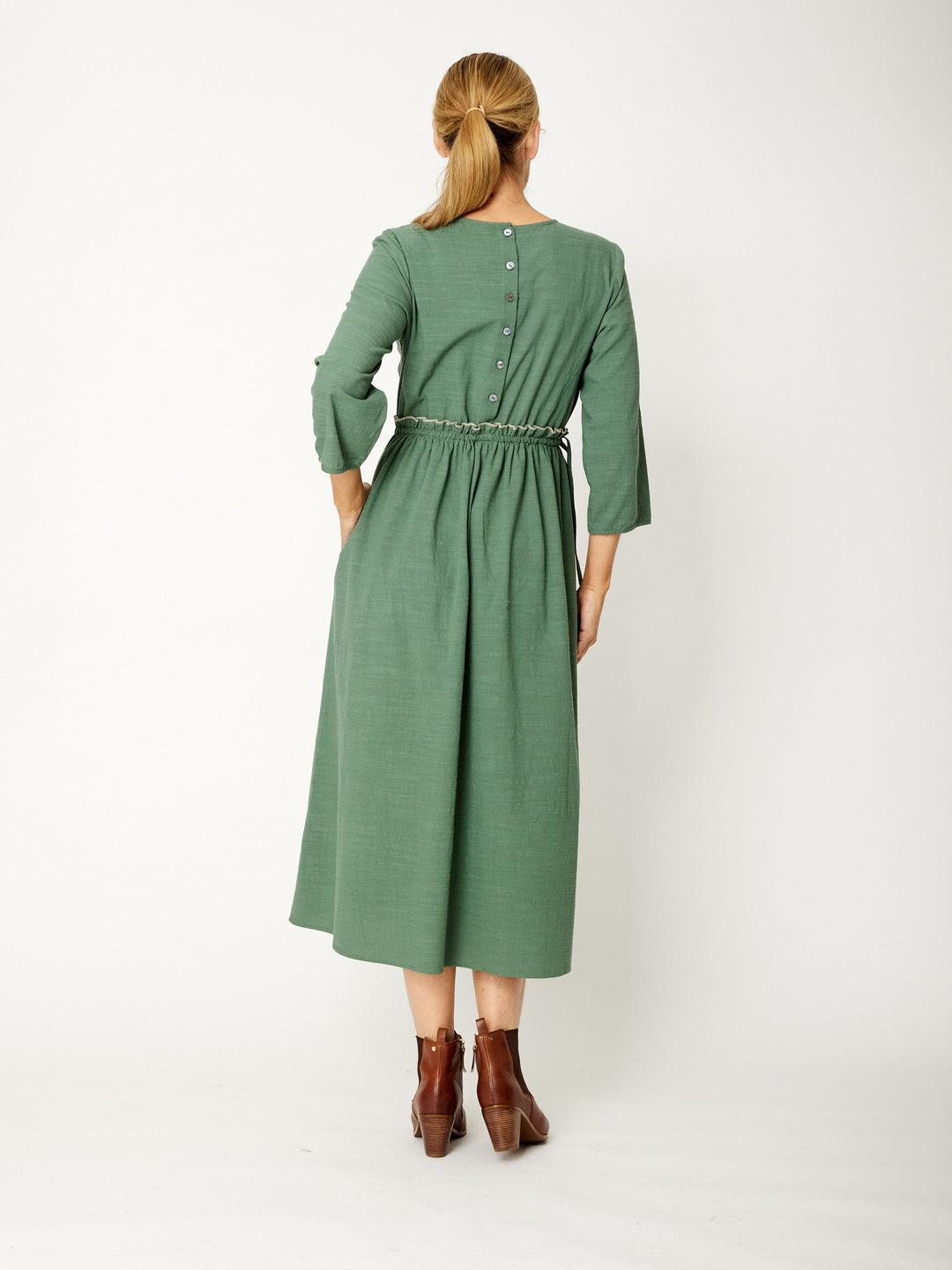 Contrast Overlock Dress - Petrol - 31898