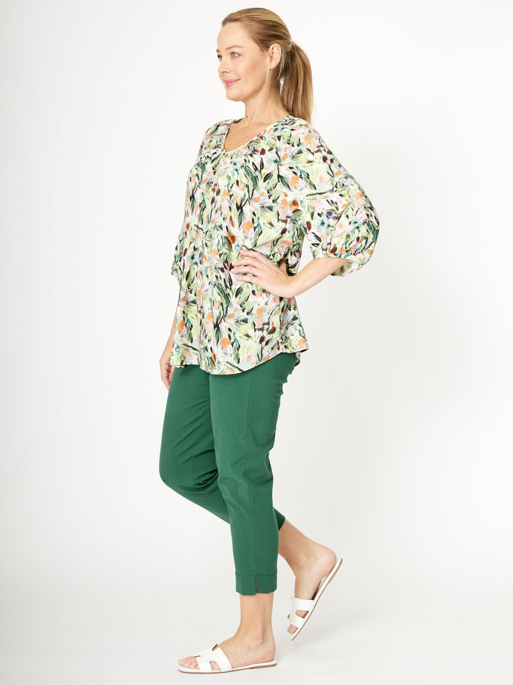 7/8 Slim Cottolen Stretch Pull on Pant COTTOLENE the new bengaline)- Forest 24152