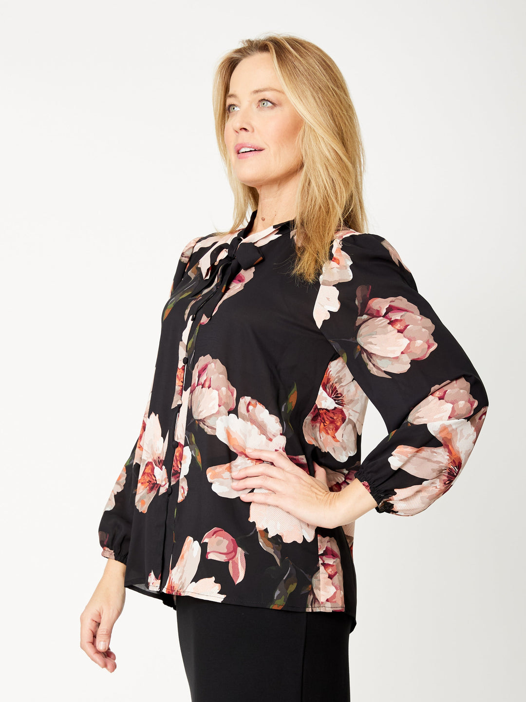 Wren Pussy Bow Top - Floral - 31894