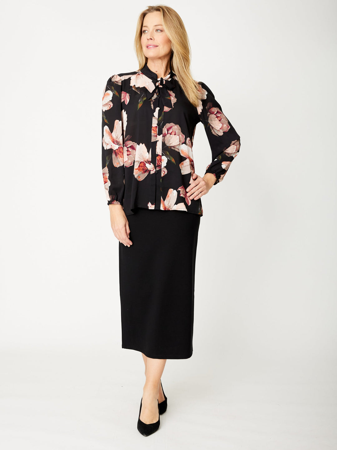 Wren Pussy Bow Top - Floral - 31894