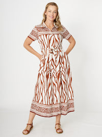 Border Shirt Maker Dress - Choc - 31970