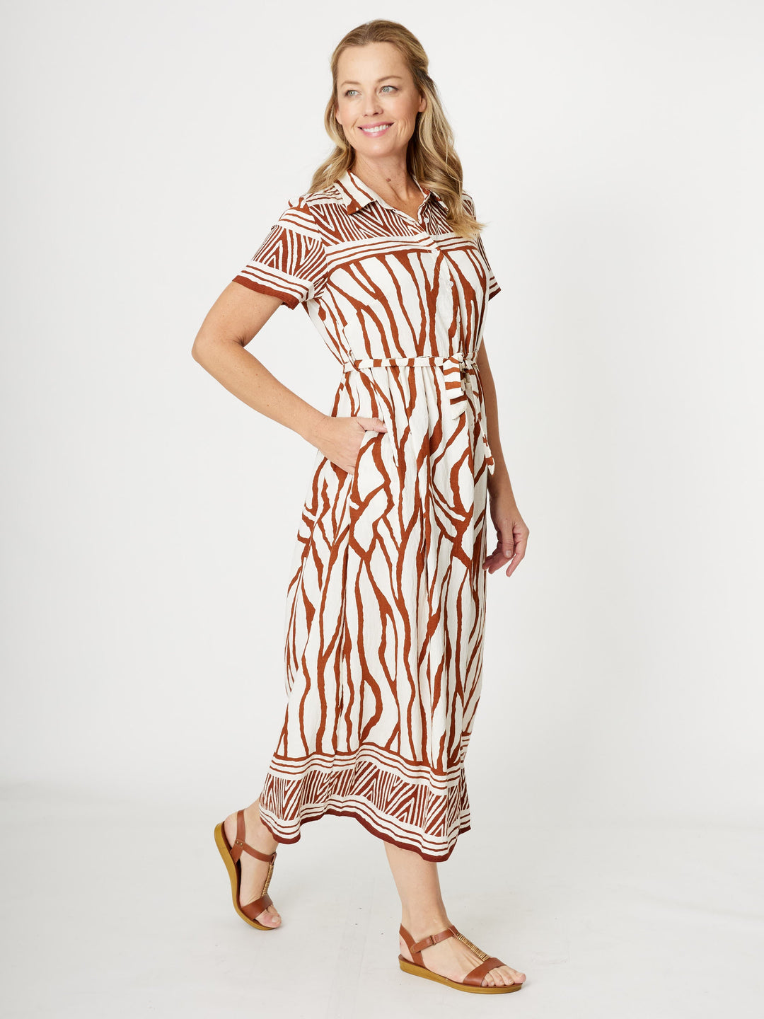 Border Shirt Maker Dress - Choc - 31970